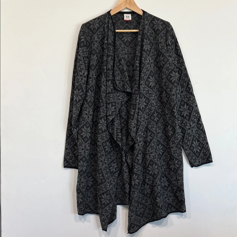 Dale of Norway Flora Jacket Sweater Wool Open Cardigan in Gray/Black Size Large - Picture 3 of 14